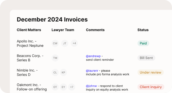 Sample invoices from clients list